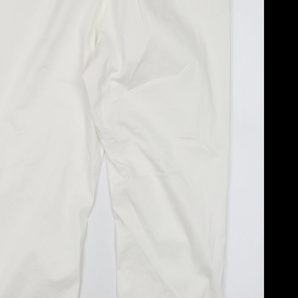 M&S Womens White  Cotton Cropped Trousers Size 20 L27 in Regular