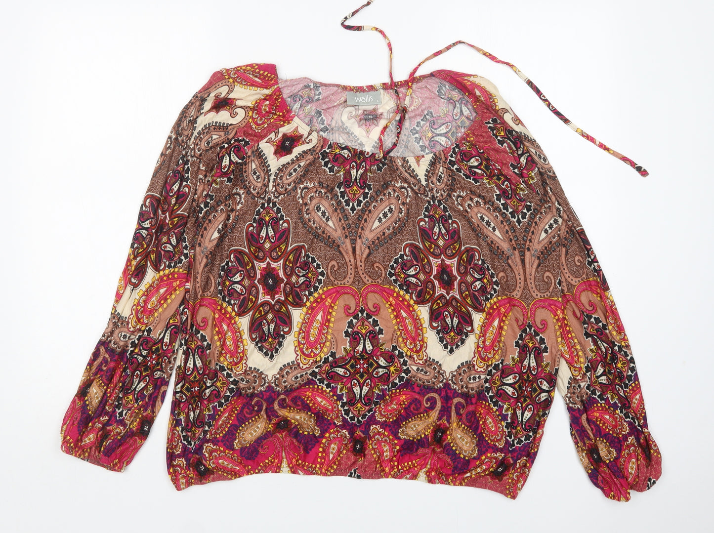 Wallis Womens Multicoloured Paisley Viscose Basic Blouse Size L Round Neck