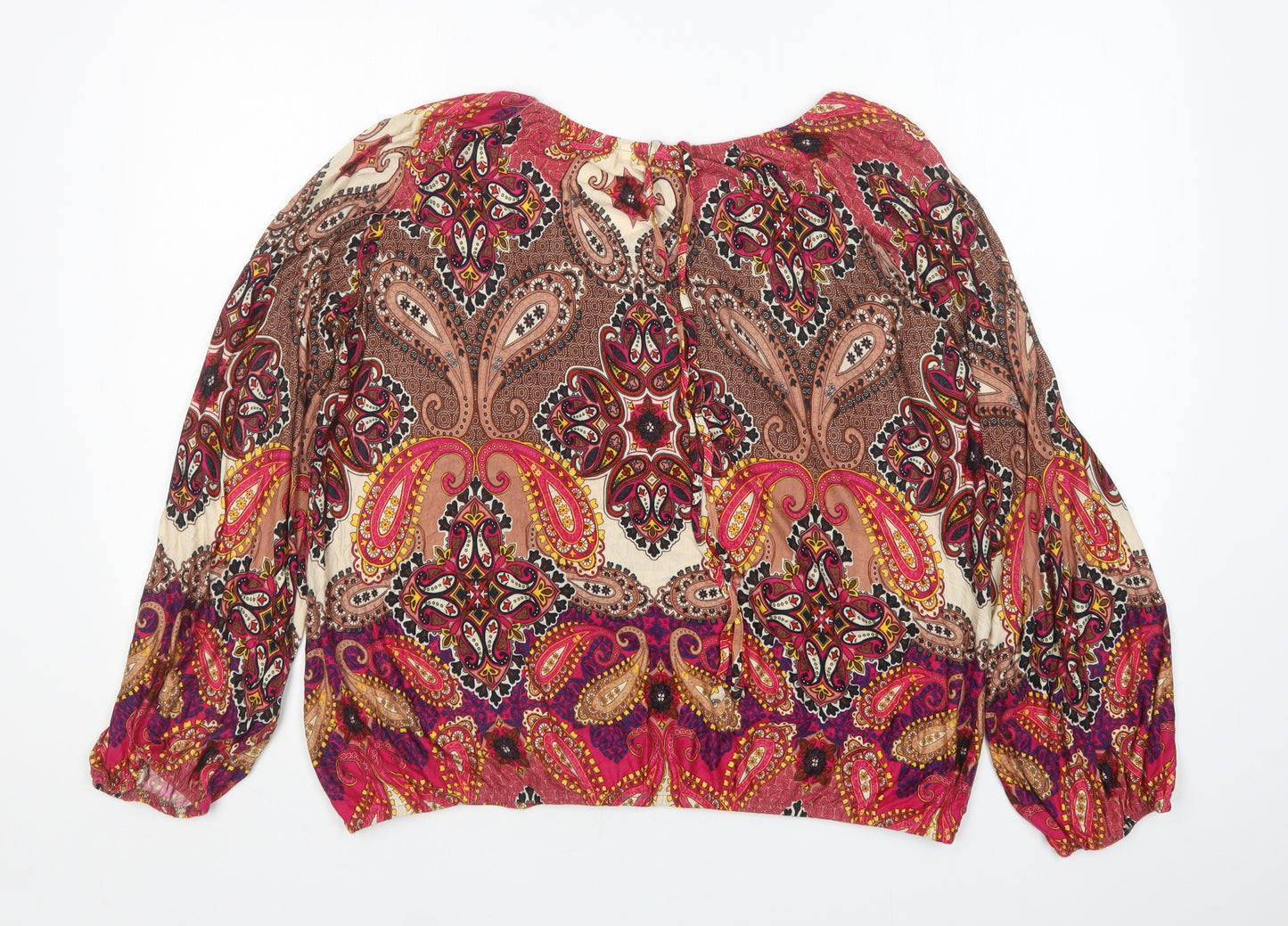Wallis Womens Multicoloured Paisley Viscose Basic Blouse Size L Round Neck