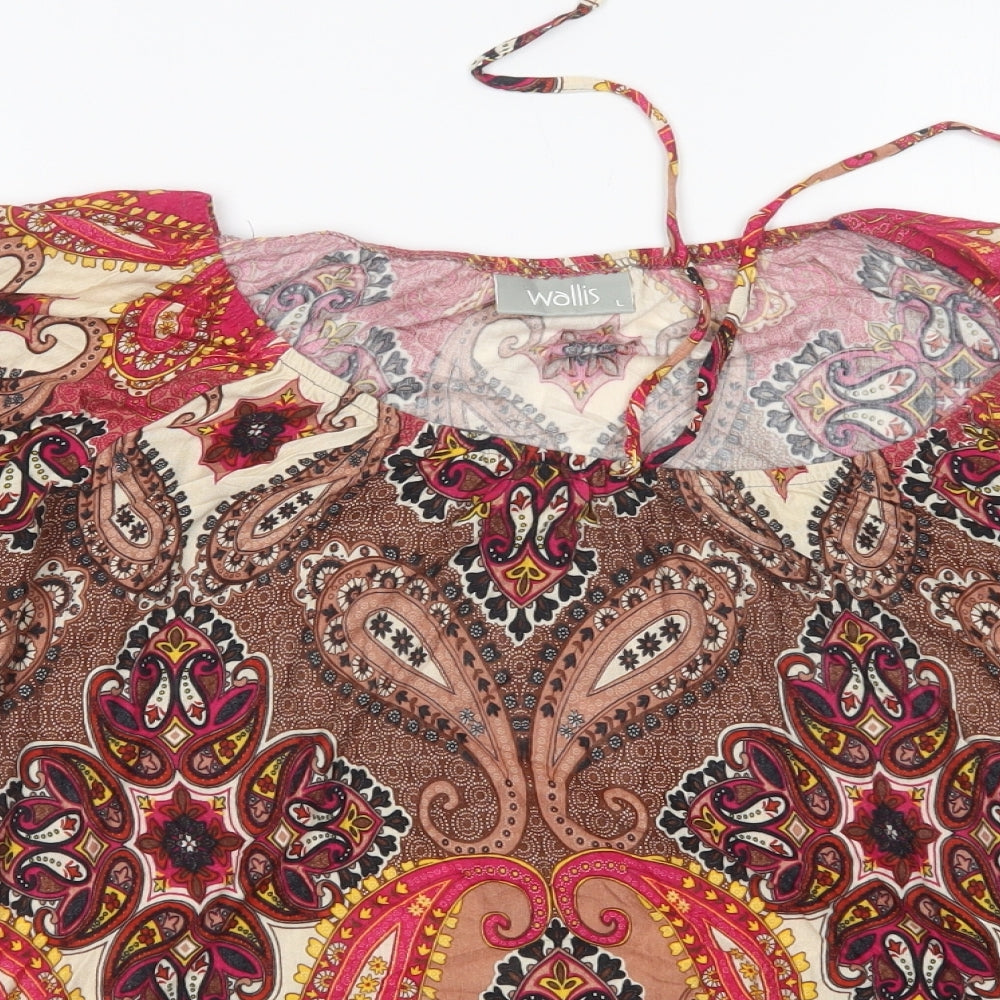 Wallis Womens Multicoloured Paisley Viscose Basic Blouse Size L Round Neck