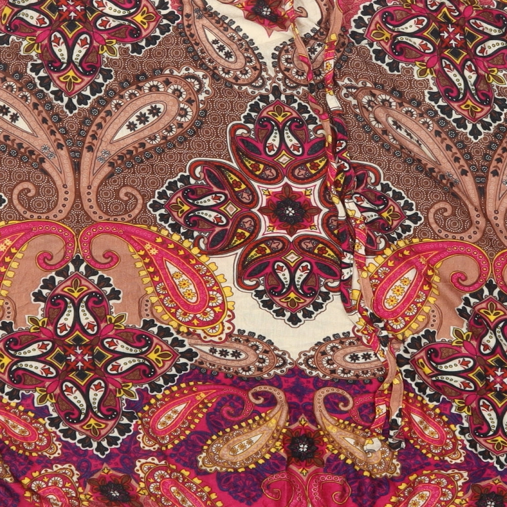 Wallis Womens Multicoloured Paisley Viscose Basic Blouse Size L Round Neck