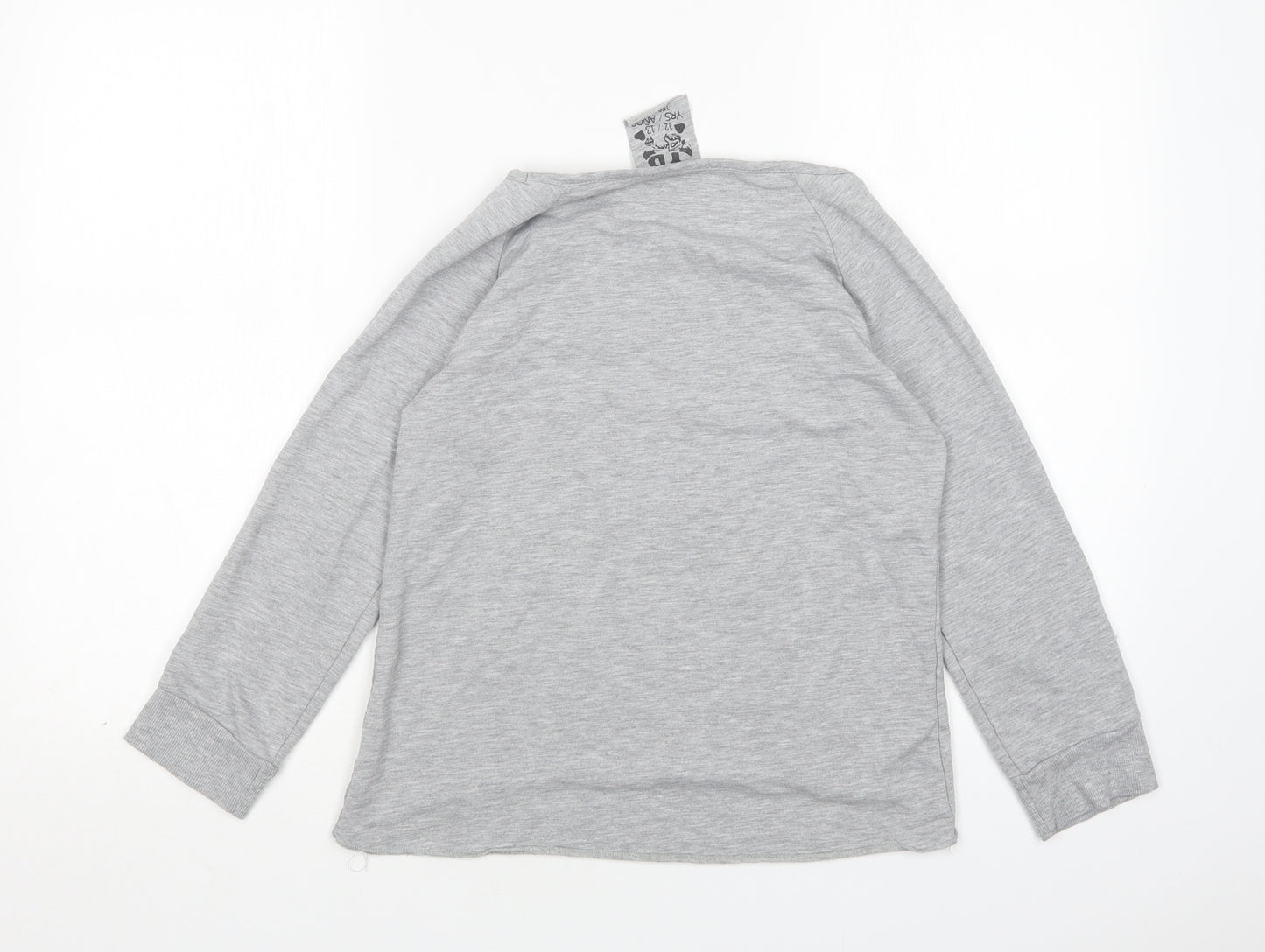 Young Dimension Girls Grey Round Neck Animal Print Cotton Pullover Jumper Size 12-13 Years