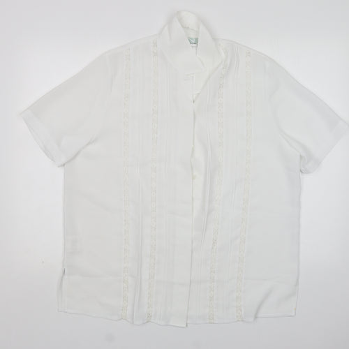 Northmoon Womens White  Polyester Basic Button-Up Size 18 Collared