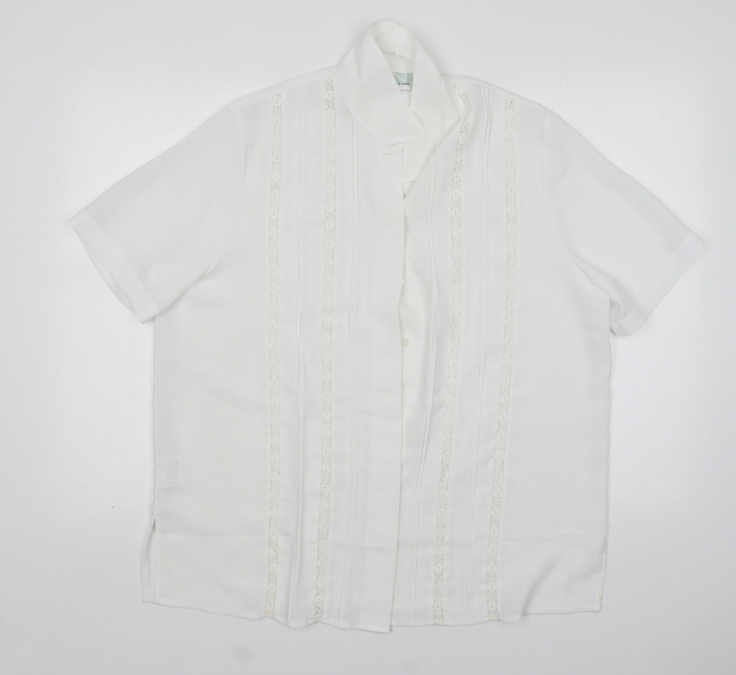 Northmoon Womens White  Polyester Basic Button-Up Size 18 Collared