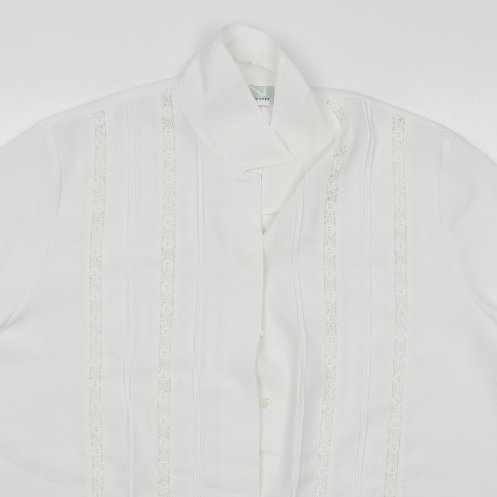Northmoon Womens White  Polyester Basic Button-Up Size 18 Collared