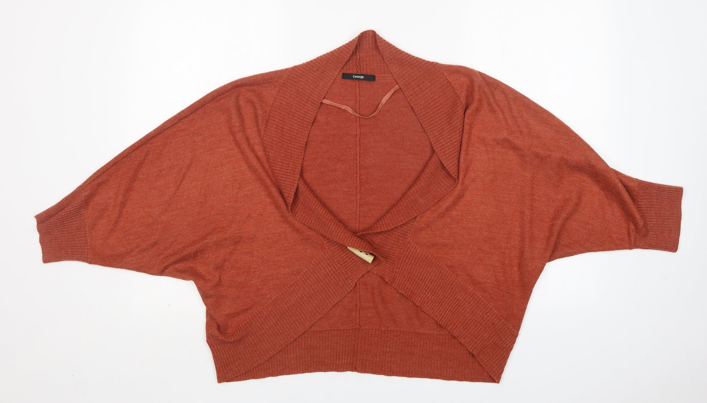 George Womens Orange V-Neck  Acrylic Cardigan Jumper Size 22