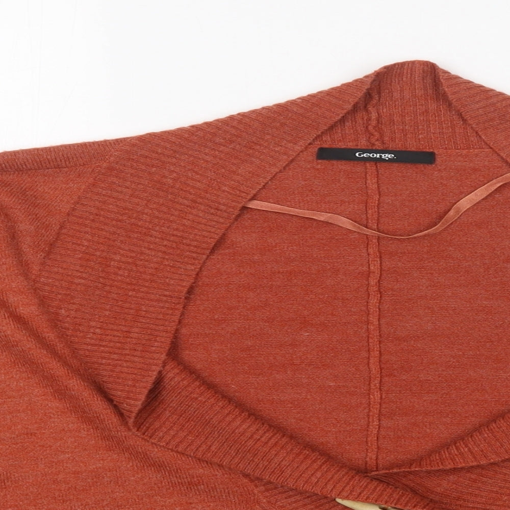 George Womens Orange V-Neck  Acrylic Cardigan Jumper Size 22