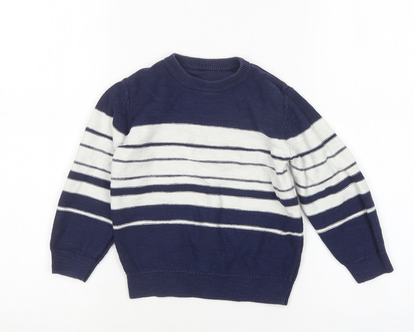 Matalan Boys Multicoloured Round Neck Striped Cotton Pullover Jumper Size 3-4 Years