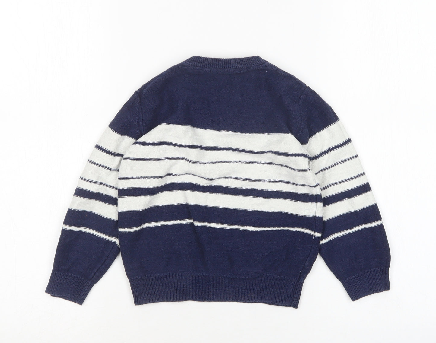 Matalan Boys Multicoloured Round Neck Striped Cotton Pullover Jumper Size 3-4 Years