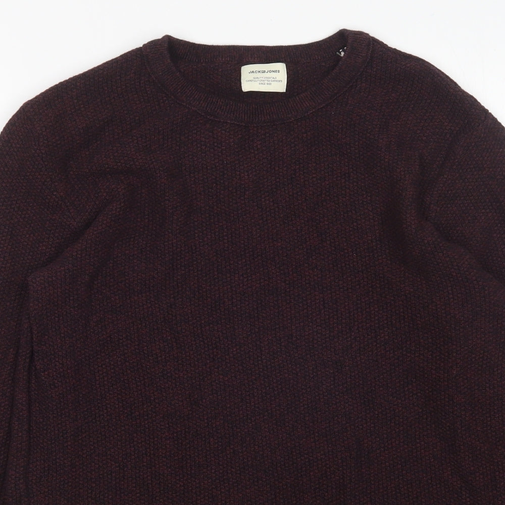 Jack&Jones Mens Purple Round Neck  Cotton Pullover Jumper Size S