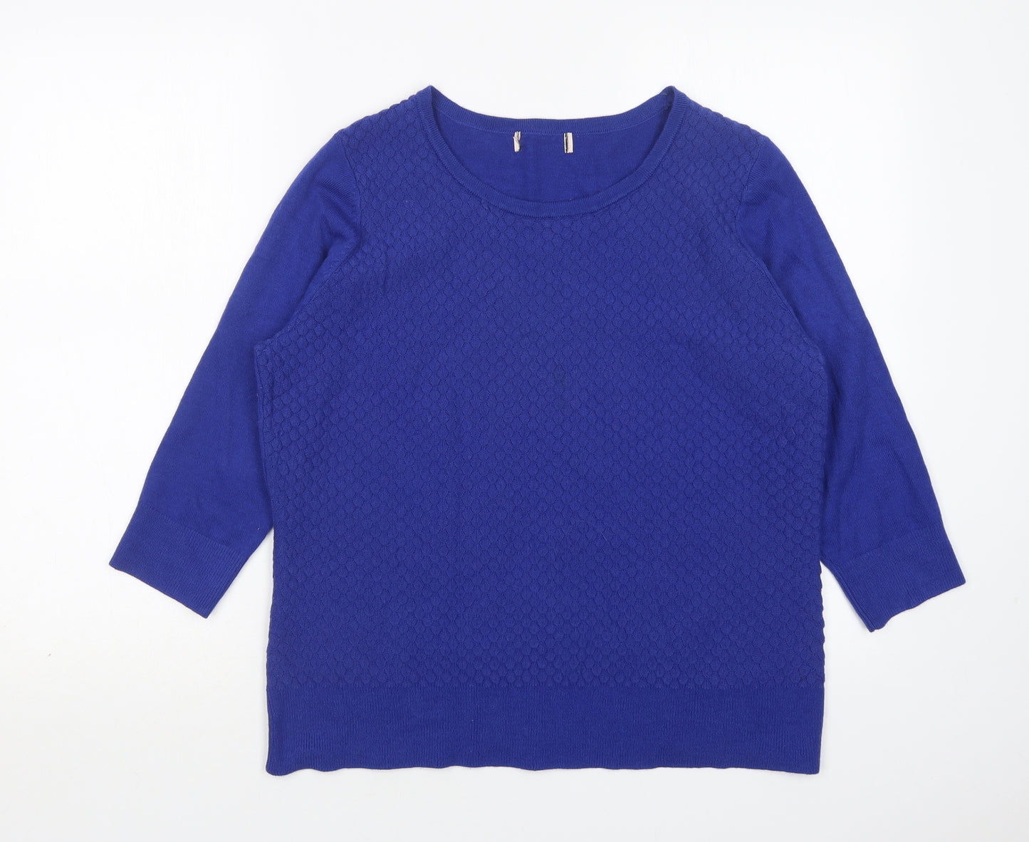 M&S Womens Blue Round Neck  Acrylic Pullover Jumper Size 16