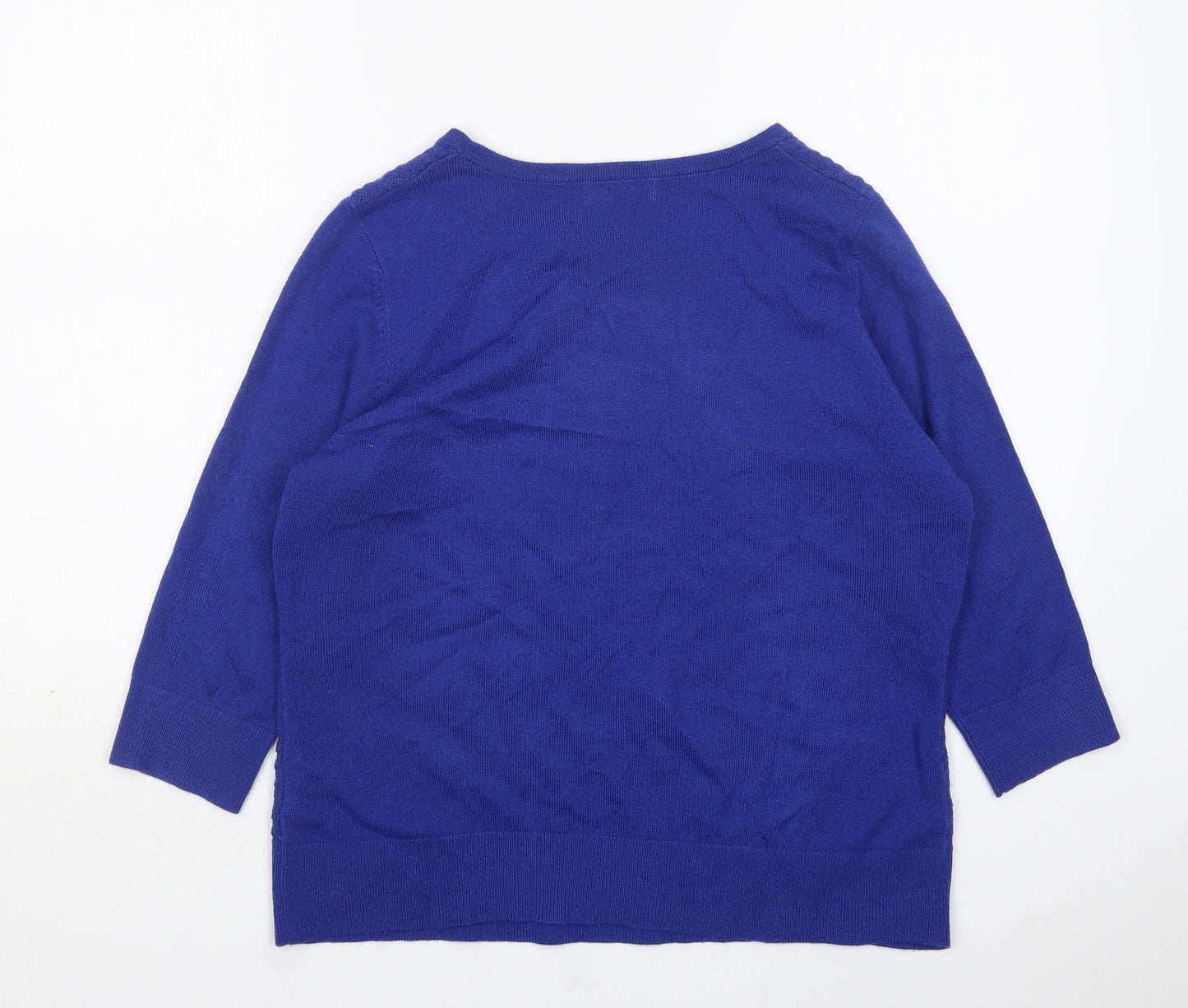 M&S Womens Blue Round Neck  Acrylic Pullover Jumper Size 16