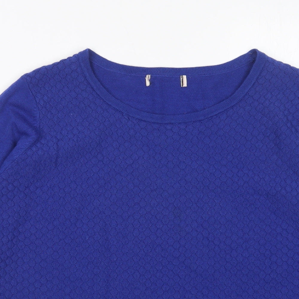 M&S Womens Blue Round Neck  Acrylic Pullover Jumper Size 16