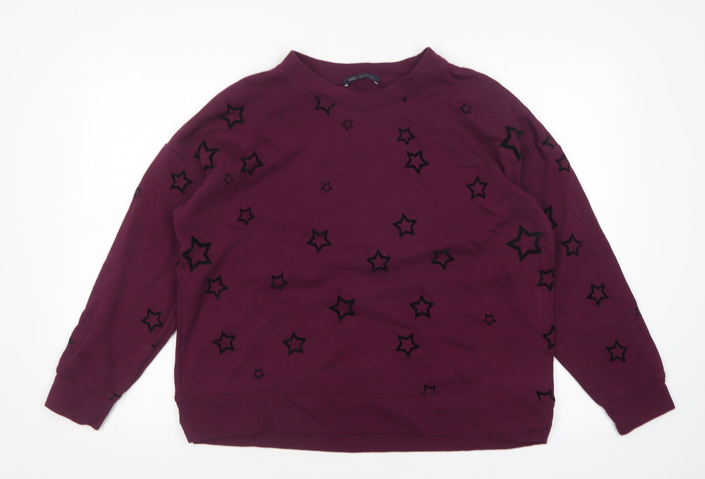 M&S Womens Purple Polka Dot Cotton Pullover Sweatshirt Size 16
