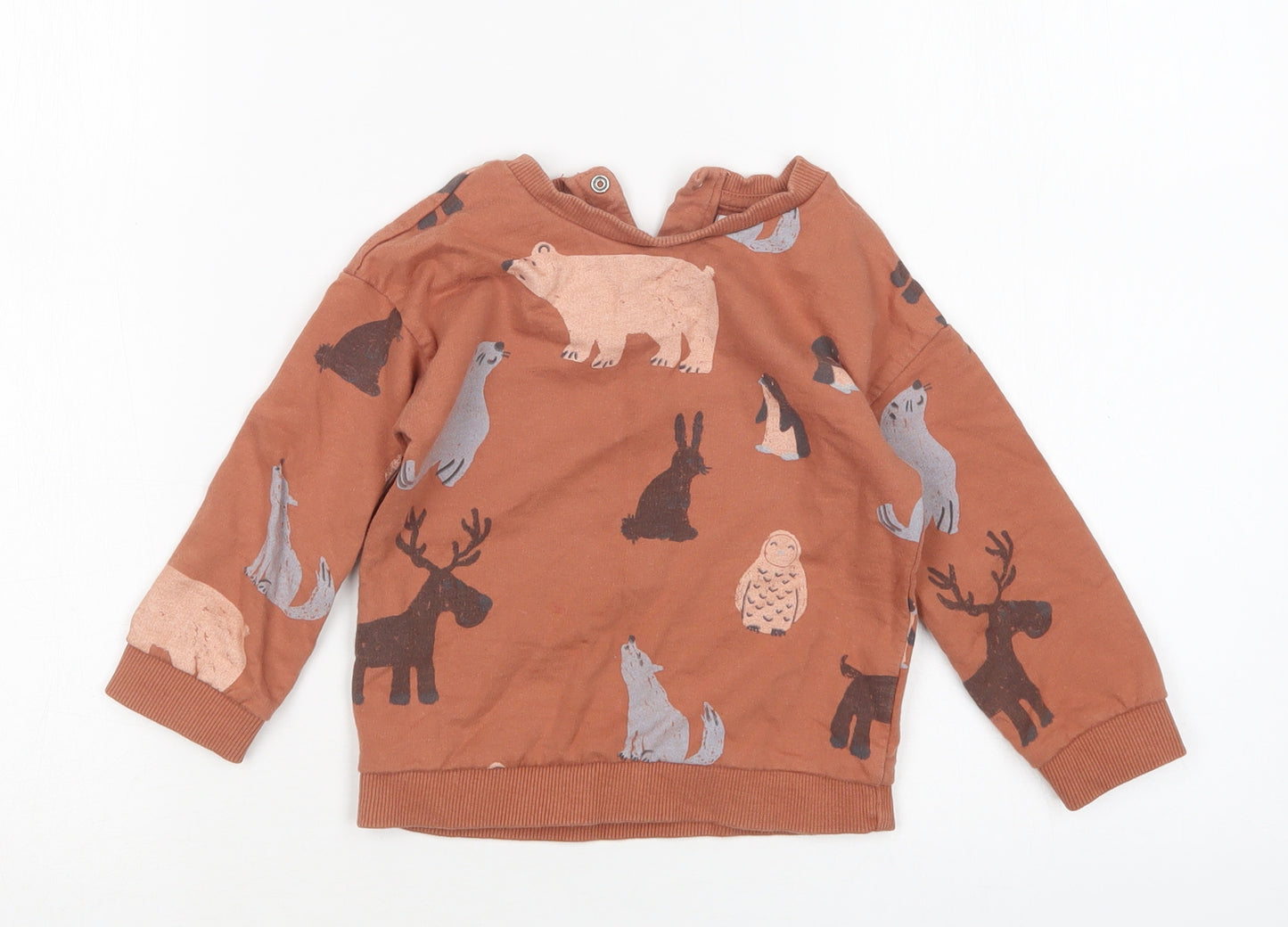 MNG Boys Multicoloured Animal Print Cotton Pullover Jumper Size 18-24 Months