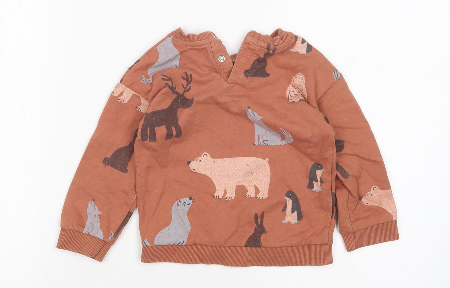 MNG Boys Multicoloured Animal Print Cotton Pullover Jumper Size 18-24 Months