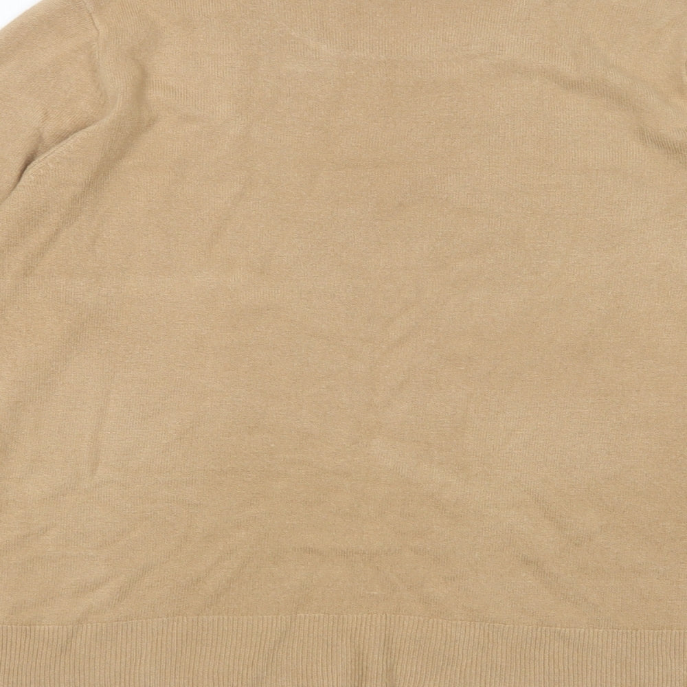 M&S Womens Beige Round Neck  Acrylic Pullover Jumper Size 16