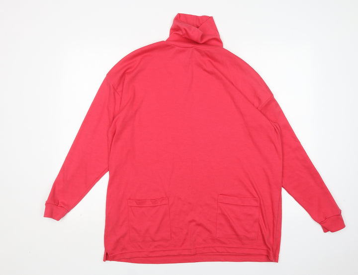 Dalia  Womens Pink Roll Neck  Polyester Pullover Jumper Size L