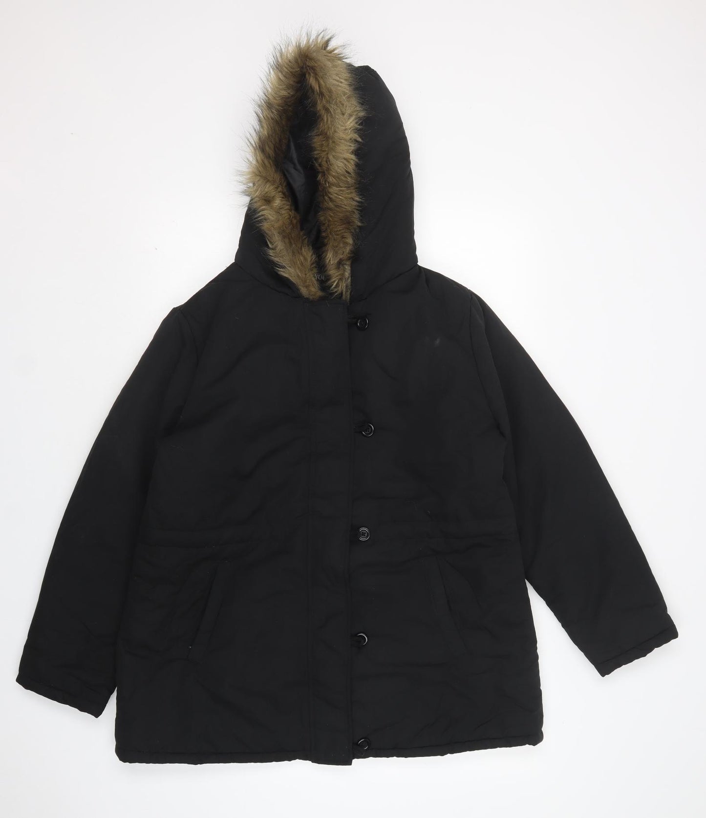 B You Womens Black   Parka Coat Size 16