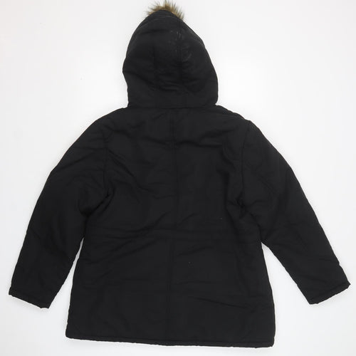 B You Womens Black   Parka Coat Size 16