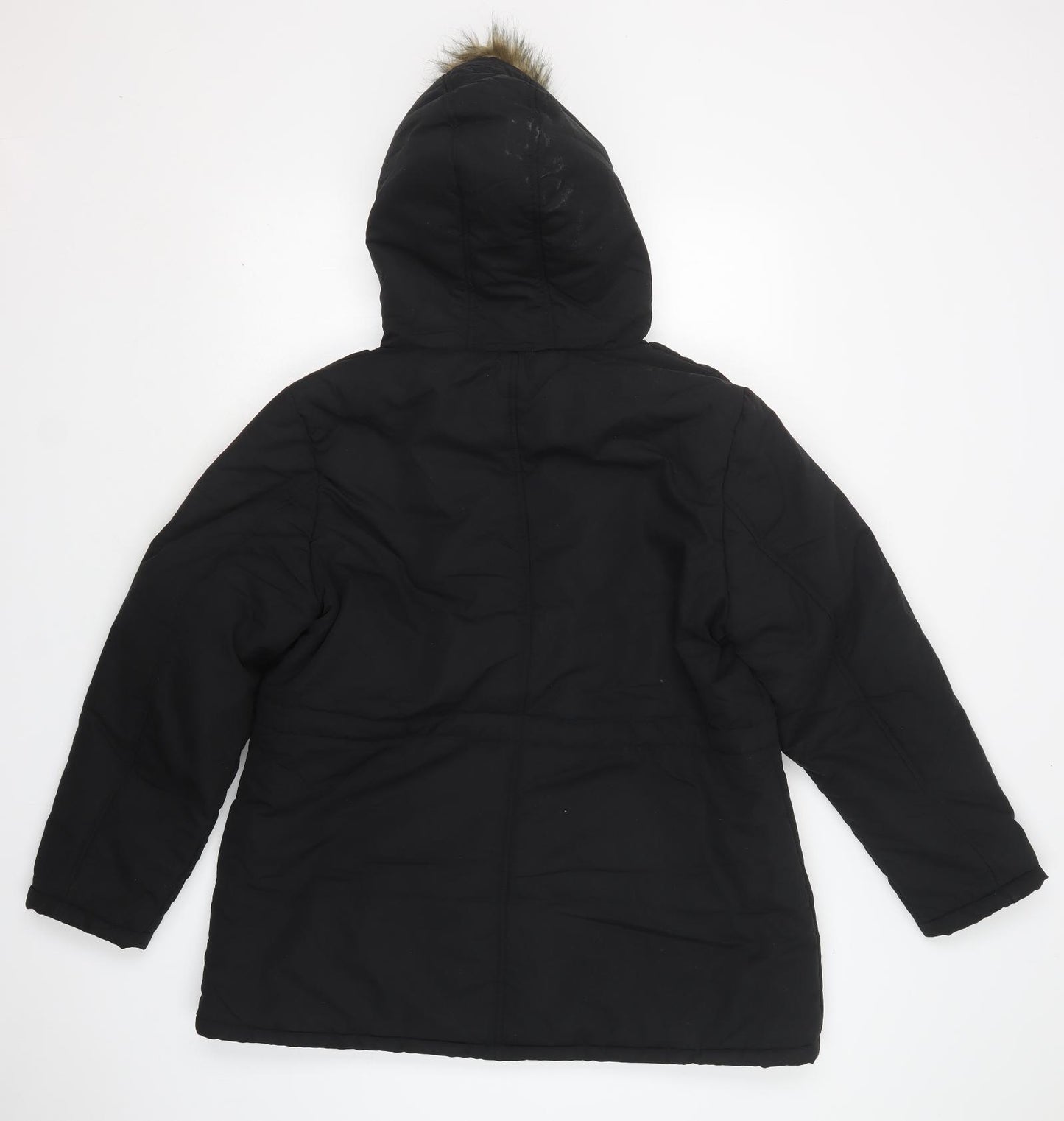 B You Womens Black   Parka Coat Size 16