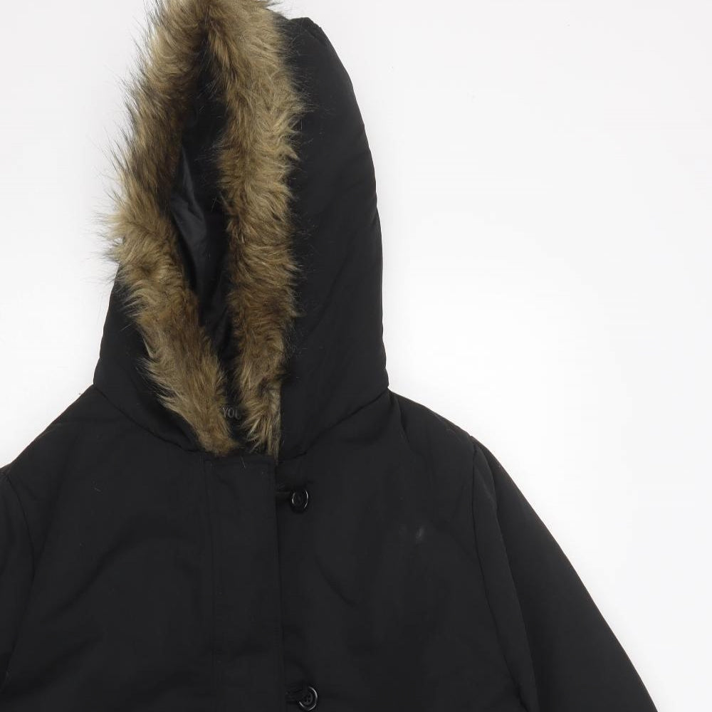 B You Womens Black   Parka Coat Size 16