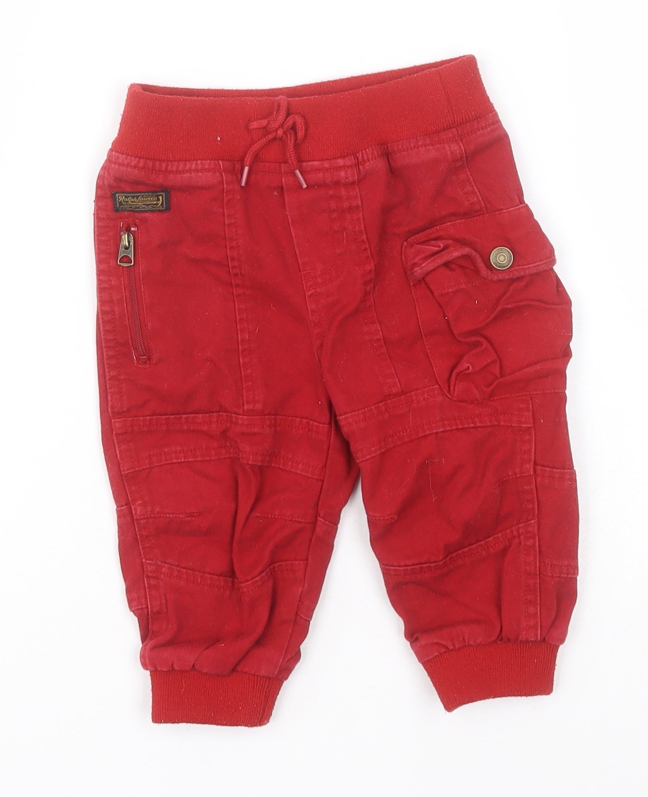 Ralph Lauren Baby Red  Cotton Track Pants Trousers Size 9 Months