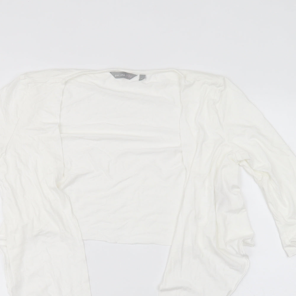 Per Una Womens White Round Neck  Viscose Cardigan Jumper Size 10