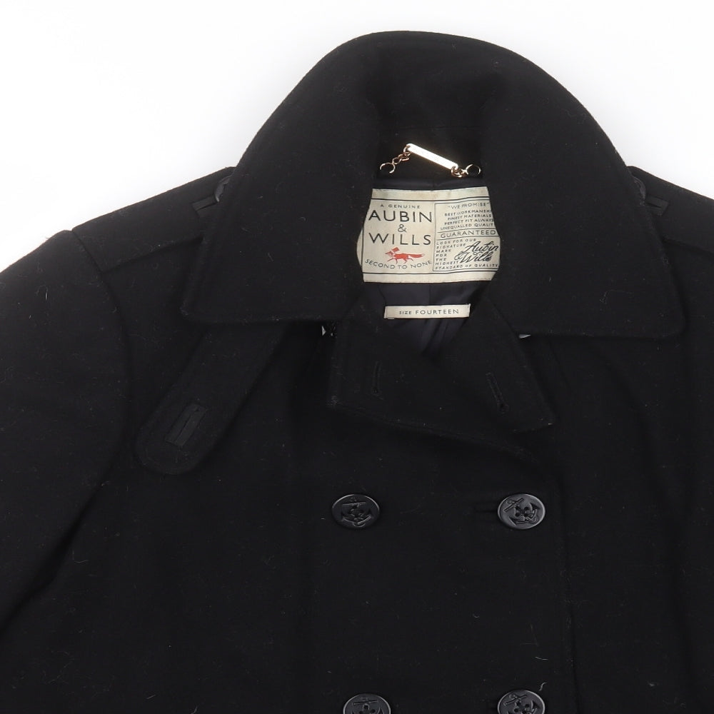 AUBIN & WILLS Womens Black   Overcoat Jacket Size 14