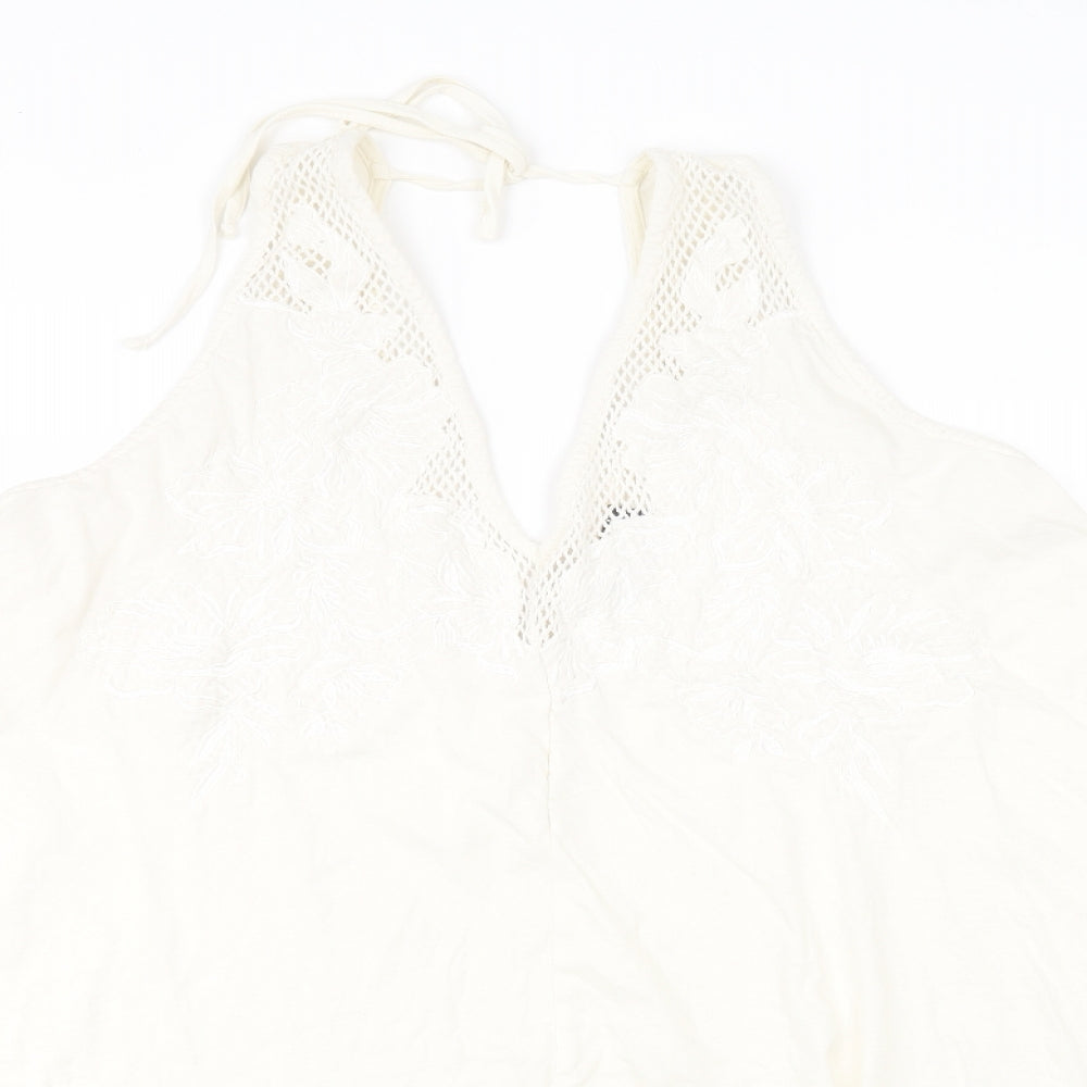 ASOS Womens Ivory  Cotton A-Line  Size 20  V-Neck