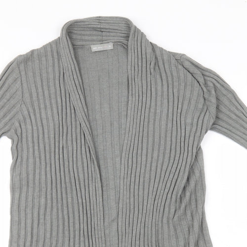 Per Una Womens Grey Round Neck Striped Viscose Cardigan Jumper Size 10