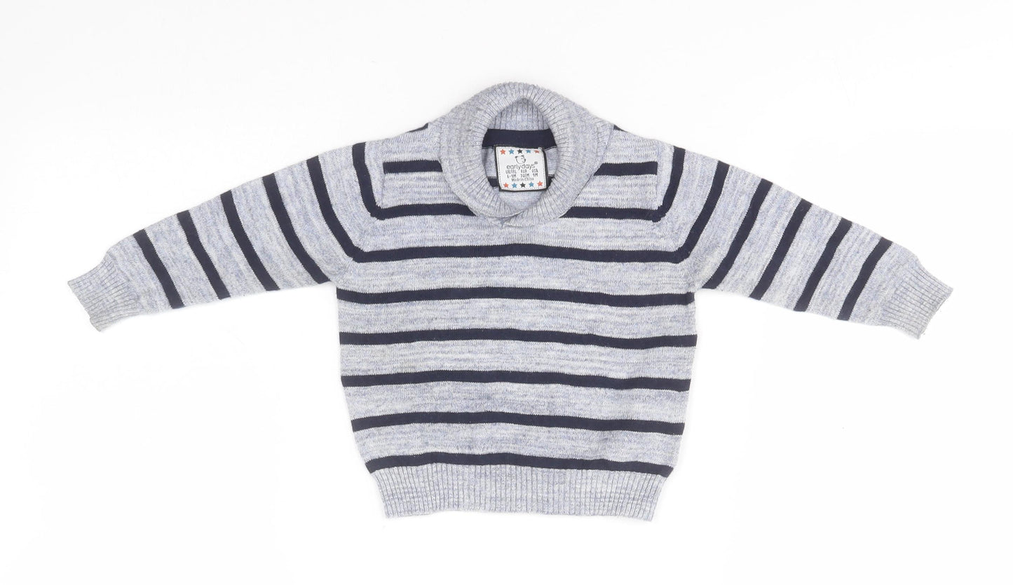 Earlydays Baby Blue Striped Cotton Pullover Jumper Size 6-9 Months