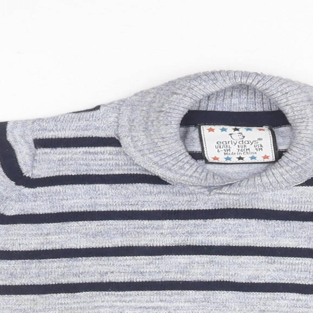 Earlydays Baby Blue Striped Cotton Pullover Jumper Size 6-9 Months