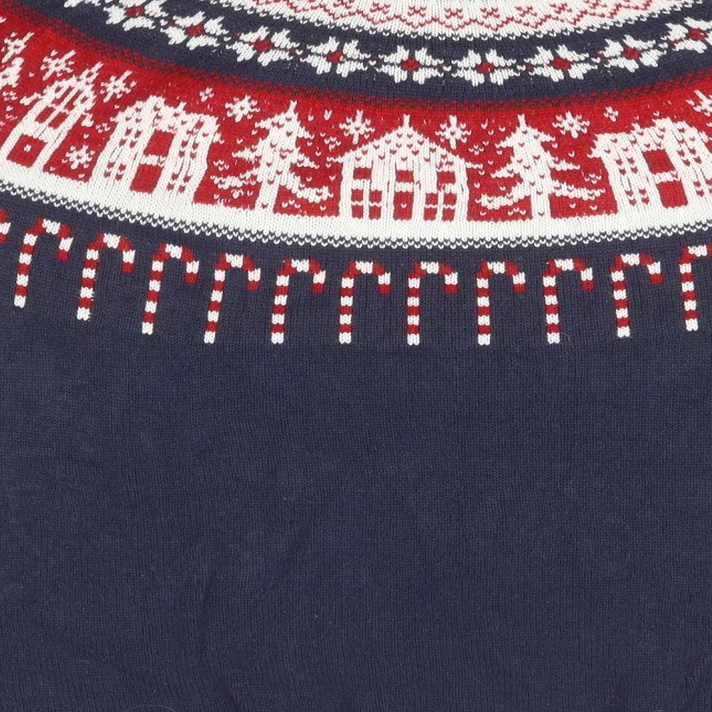 NEXT Womens Blue Round Neck Fair Isle Acrylic Pullover Jumper Size 14   - Christmas