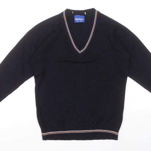 Heritage Boys Black V-Neck  Acrylic Pullover Jumper