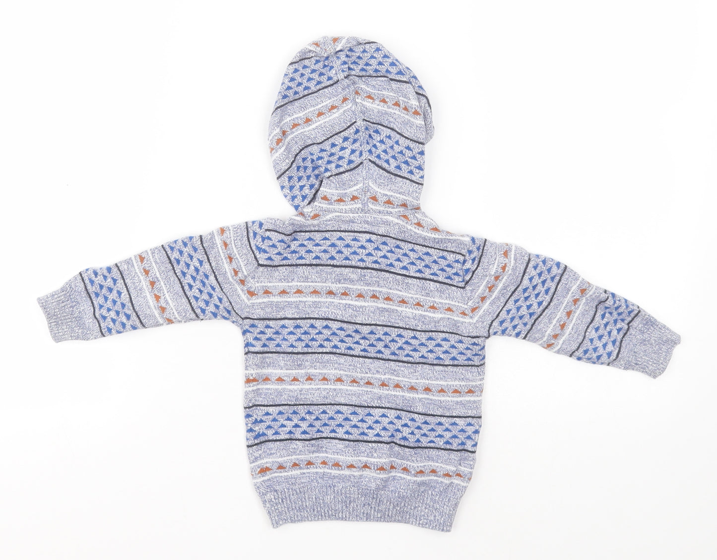H&M Baby Blue Geometric Cotton Pullover Jumper Size 6-9 Months