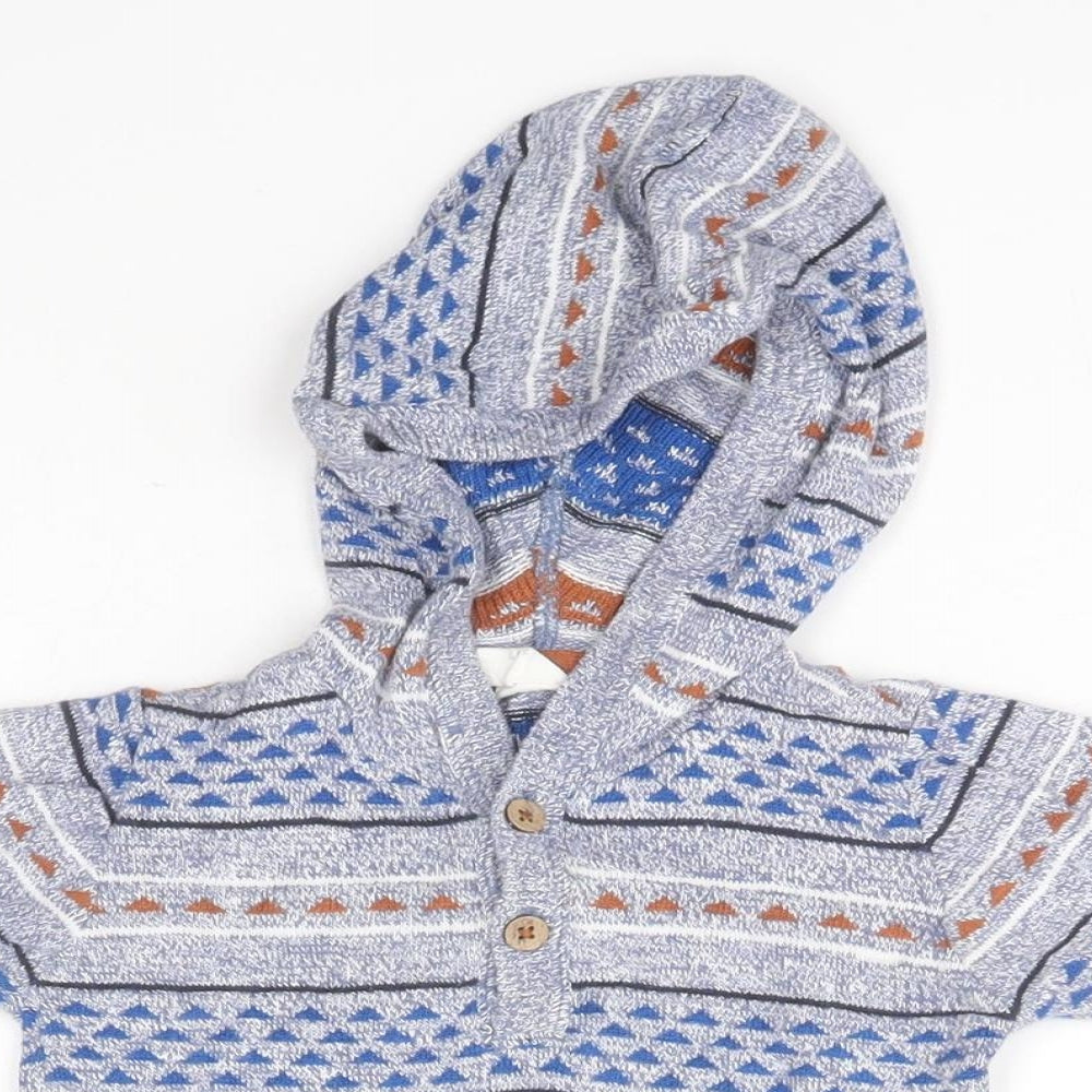 H&M Baby Blue Geometric Cotton Pullover Jumper Size 6-9 Months
