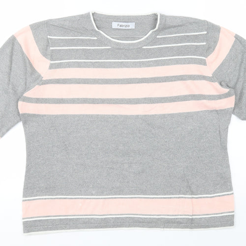 FABRIZIO GIANNI Mens Grey Round Neck  Acrylic Pullover Jumper Size L