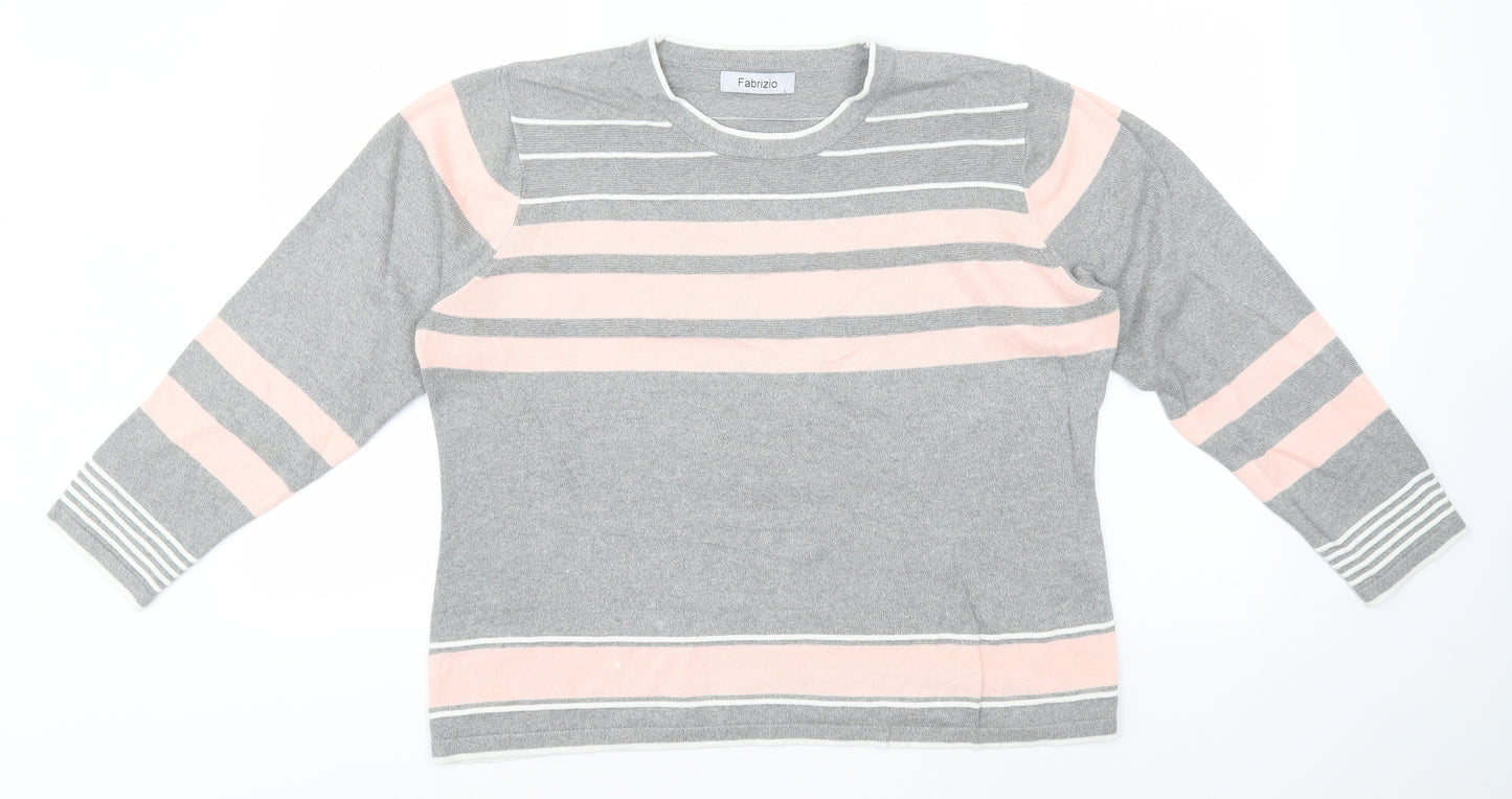 FABRIZIO GIANNI Mens Grey Round Neck  Acrylic Pullover Jumper Size L