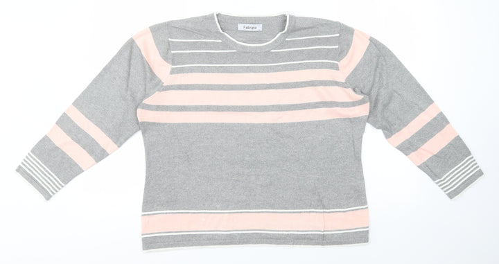 FABRIZIO GIANNI Mens Grey Round Neck  Acrylic Pullover Jumper Size L