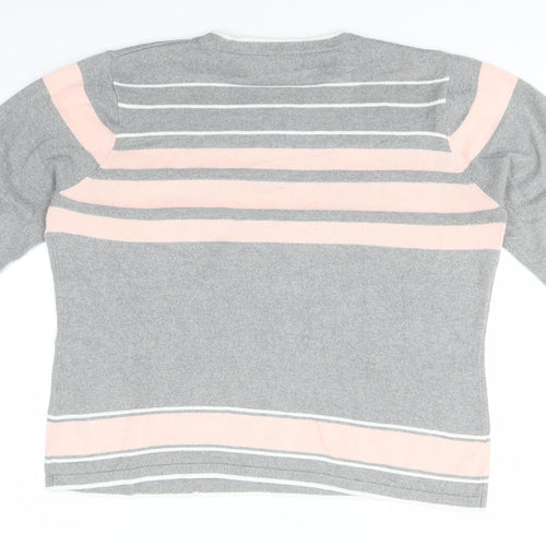 FABRIZIO GIANNI Mens Grey Round Neck  Acrylic Pullover Jumper Size L