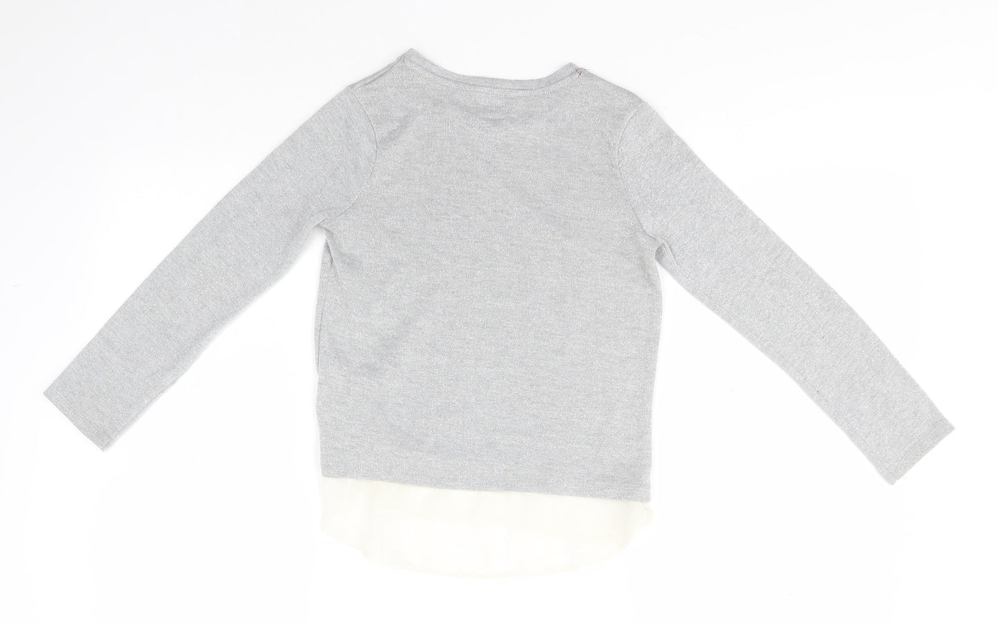 F&F Girls Silver Round Neck  Polyester Pullover Jumper Size 8-9 Years