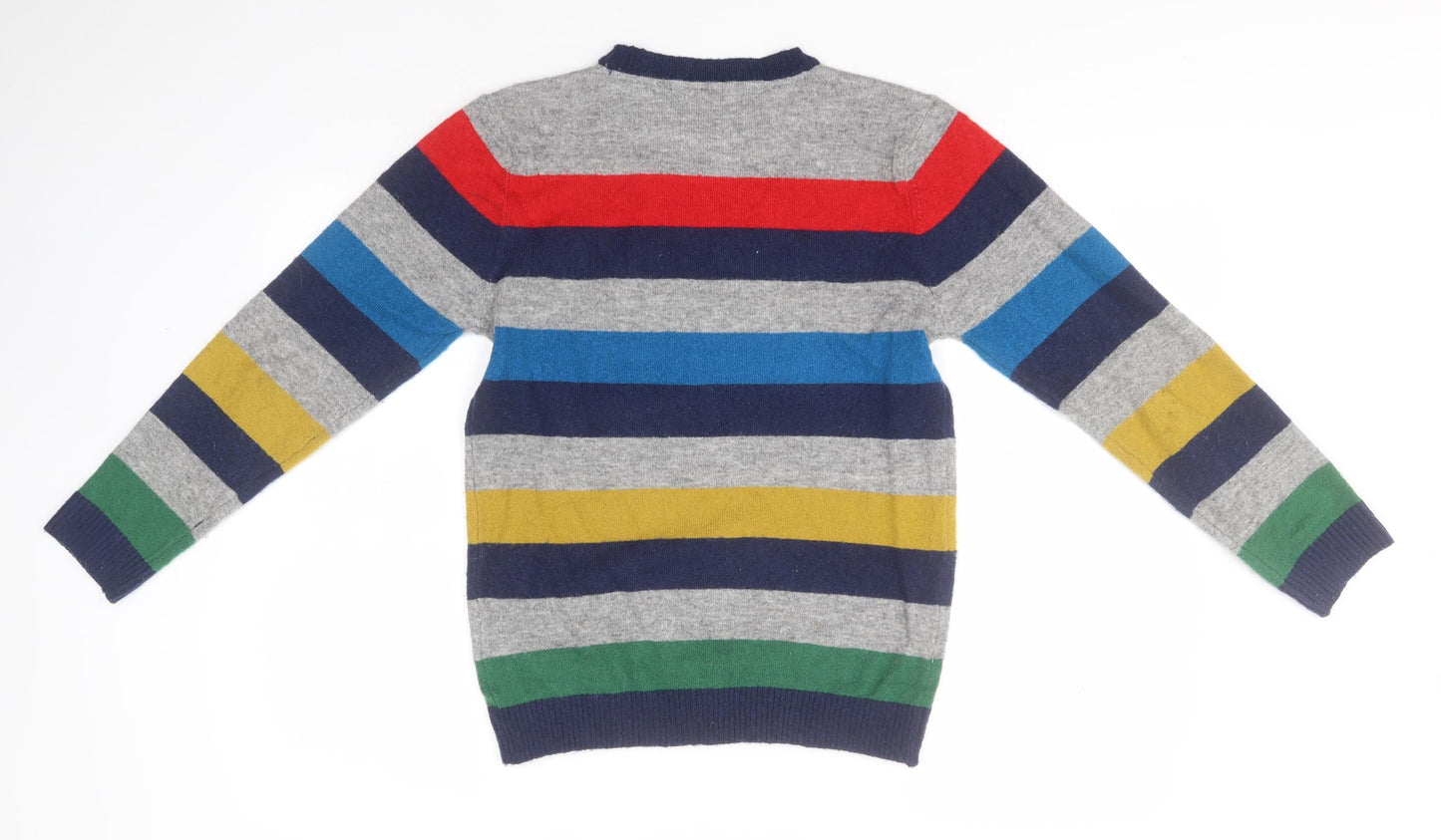 Marks and Spencer Boys Multicoloured Round Neck Striped Acrylic Pullover Jumper Size 11-12 Years