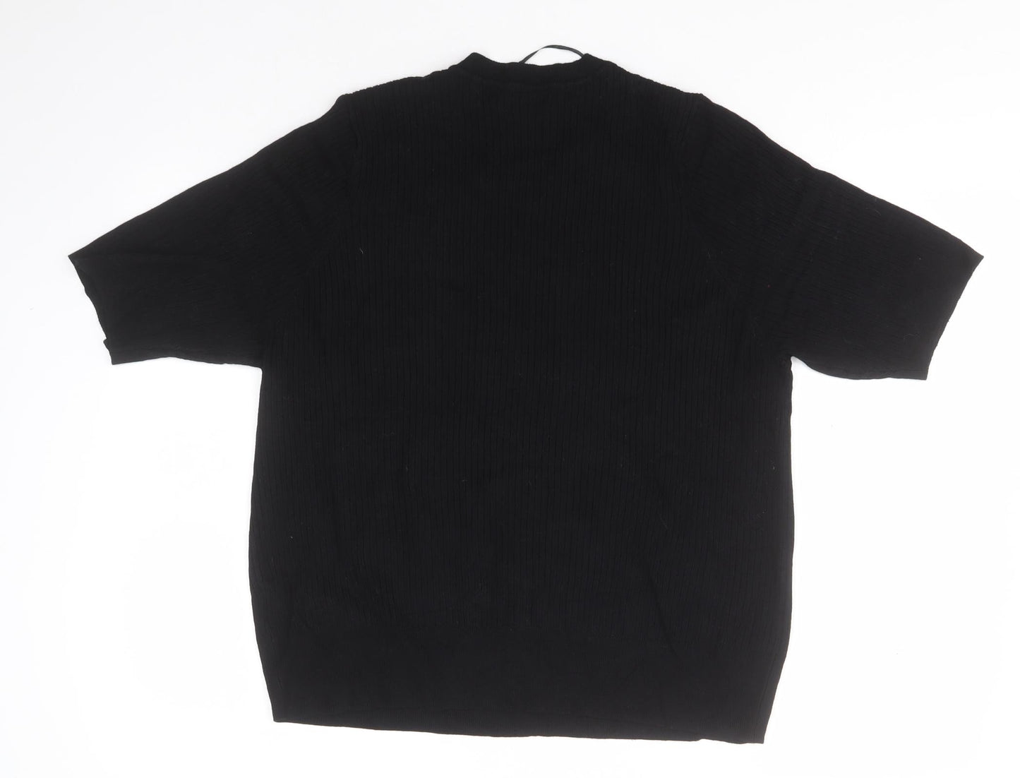 Marks and Spencer Womens Black Round Neck Striped Viscose Pullover Jumper Size 22