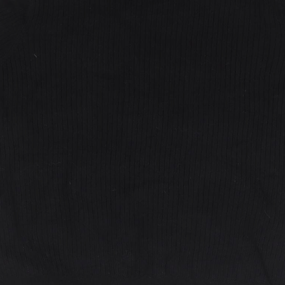 Marks and Spencer Womens Black Round Neck Striped Viscose Pullover Jumper Size 22
