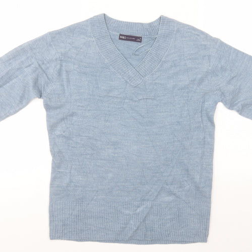 Marks and Spencer Womens Blue V-Neck   Pullover Jumper Size 8