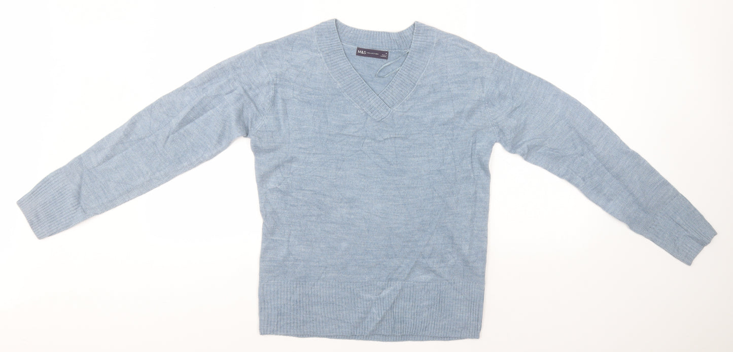 Marks and Spencer Womens Blue V-Neck   Pullover Jumper Size 8