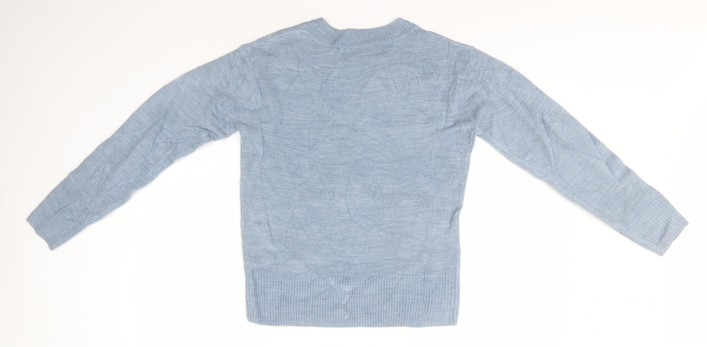 Marks and Spencer Womens Blue V-Neck   Pullover Jumper Size 8