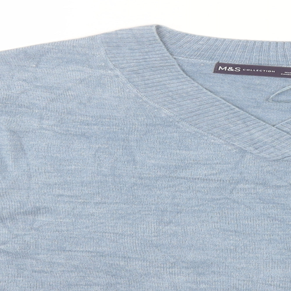 Marks and Spencer Womens Blue V-Neck   Pullover Jumper Size 8