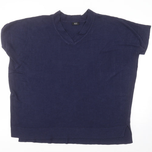F&F Mens Blue V-Neck  Acrylic Pullover Jumper Size M